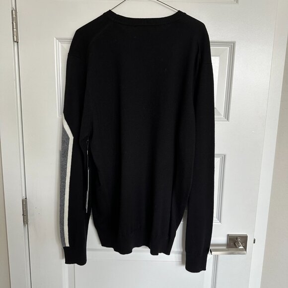 NWOT Karl Lagerfeld Paris Rugby Shoulder Stripe Crewneck Sweater - Picture 4 of 4